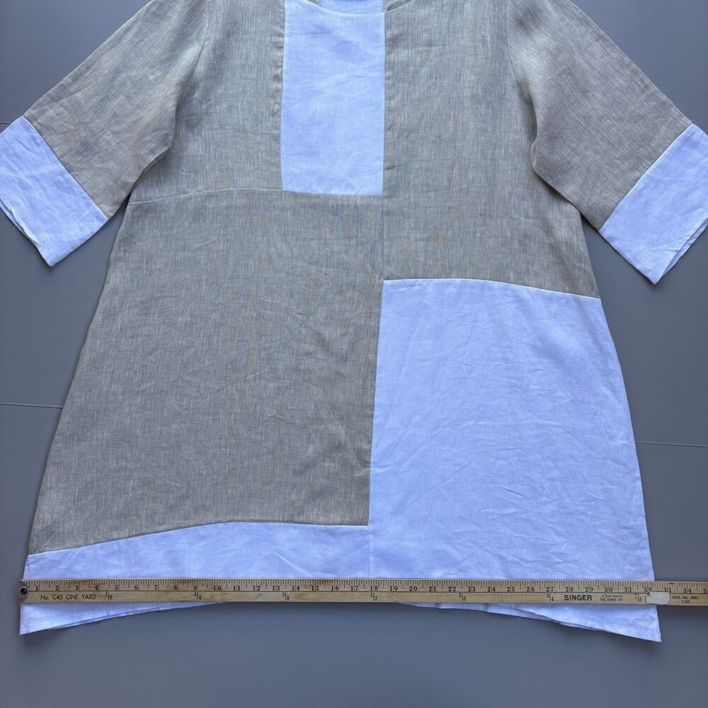 Puro Lino Size US 10 Oversized Tunic Top Made In Italy 100% Linen Lagenlook Boho - Picture 8 of 11